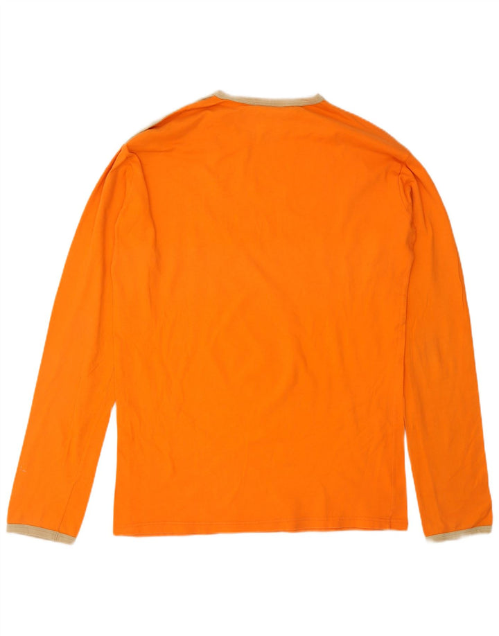 PUMA Mens Graphic Top Long Sleeve Large Orange Colourblock Cotton