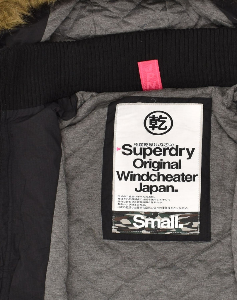 SUPERDRY Womens Windcheater Hooded Windbreaker Jacket UK 8 Small Black | Vintage Superdry | Thrift | Second-Hand Superdry | Used Clothing | Messina Hembry 