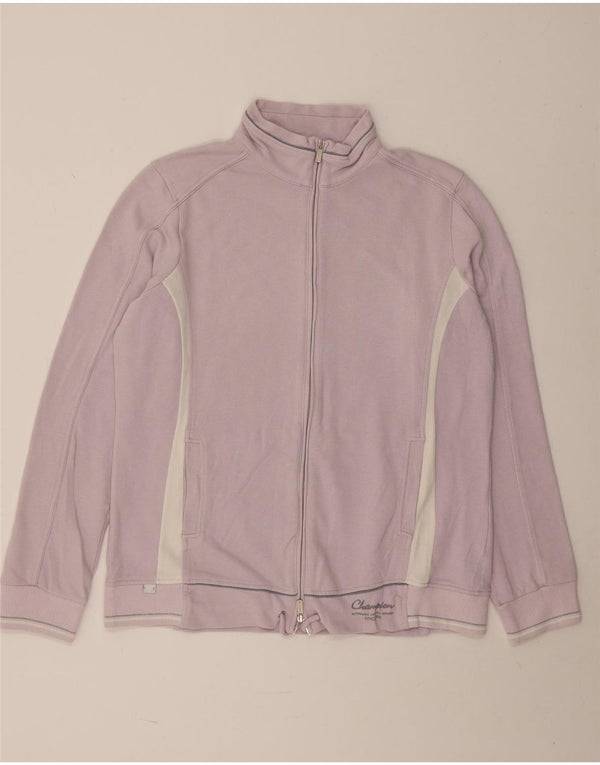 Champion Womens Easy Fit Tracksuit Top Jacket UK 18 XL Purple Colourblock