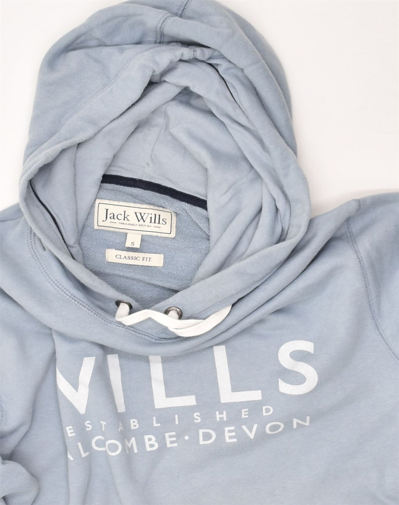 JACK WILLS Mens Classic Fit Graphic Hoodie Jumper Small Blue Cotton | Vintage Jack Wills | Thrift | Second-Hand Jack Wills | Used Clothing | Messina Hembry 