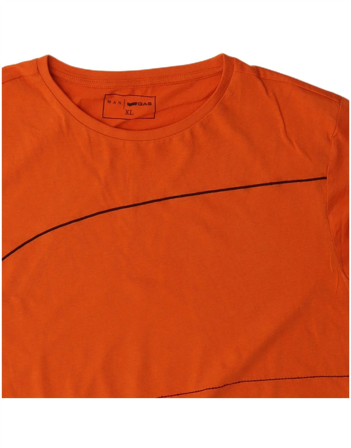 GAS Mens Graphic T-Shirt Top XL Orange Cotton