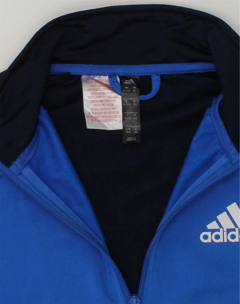 ADIDAS Boys Tracksuit Top Jacket 11-12 Years Blue Colourblock Polyester | Vintage Adidas | Thrift | Second-Hand Adidas | Used Clothing | Messina Hembry 