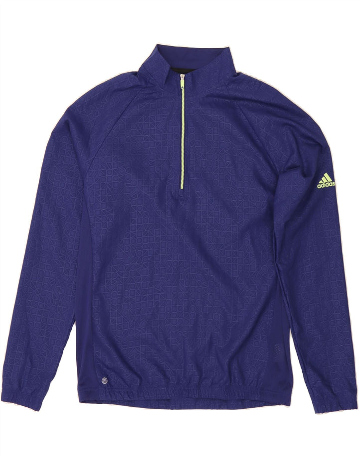 ADIDAS Mens Zip Neck Pullover Tracksuit Top Medium Navy Blue Geometric Vintage Adidas and Second-Hand Adidas from Messina Hembry 