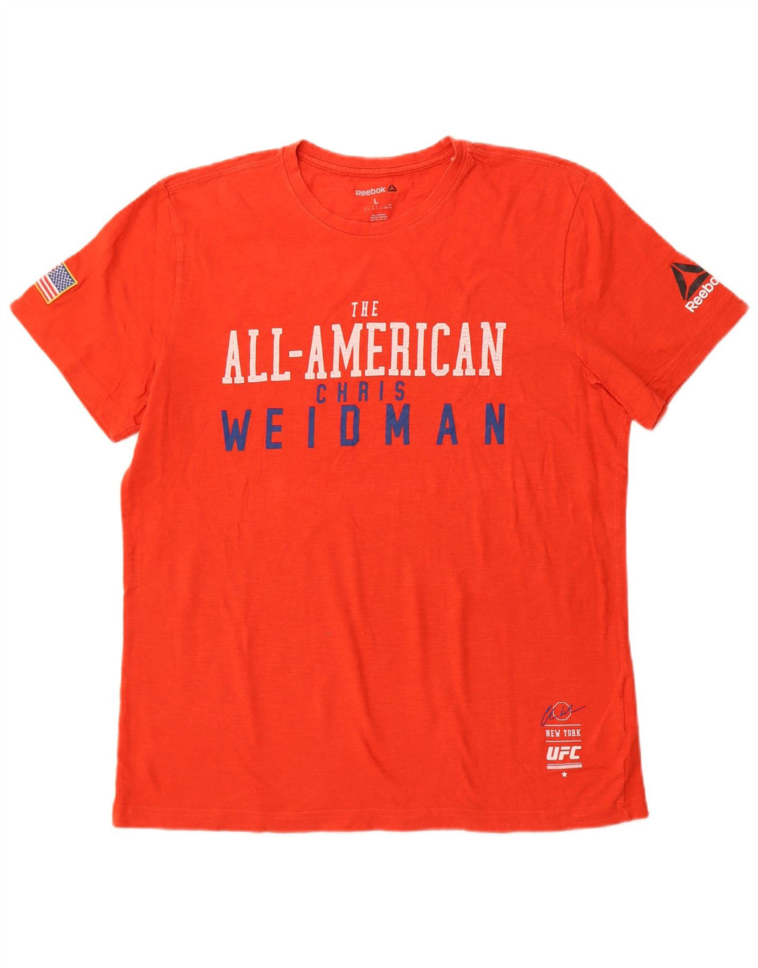 REEBOK Mens Graphic T-Shirt Top Large Orange Cotton