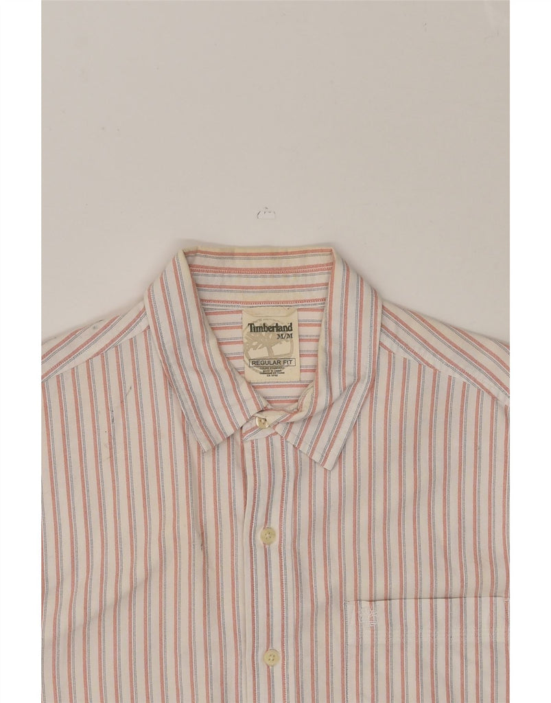 TIMBERLAND Mens Regular Fit Shirt Medium Beige Striped Cotton | Vintage Timberland | Thrift | Second-Hand Timberland | Used Clothing | Messina Hembry 