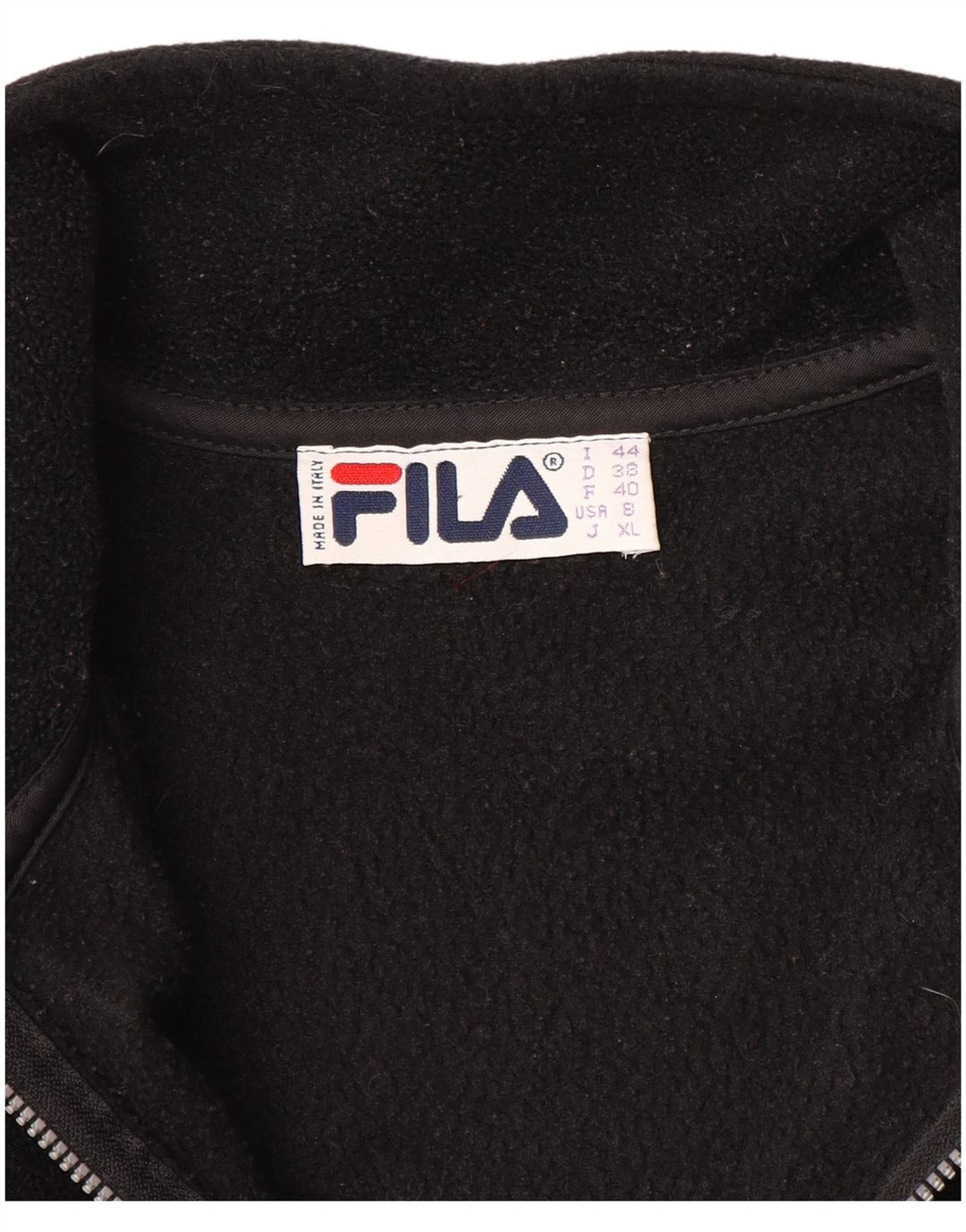 FILA Womens Zip Neck Fleece Jumper IT 44 Medium Black Polyester