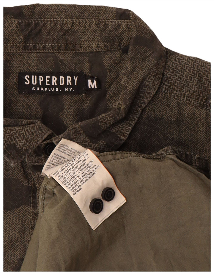 Superdry Mens Military Shirt Medium Khaki Camouflage Cotton