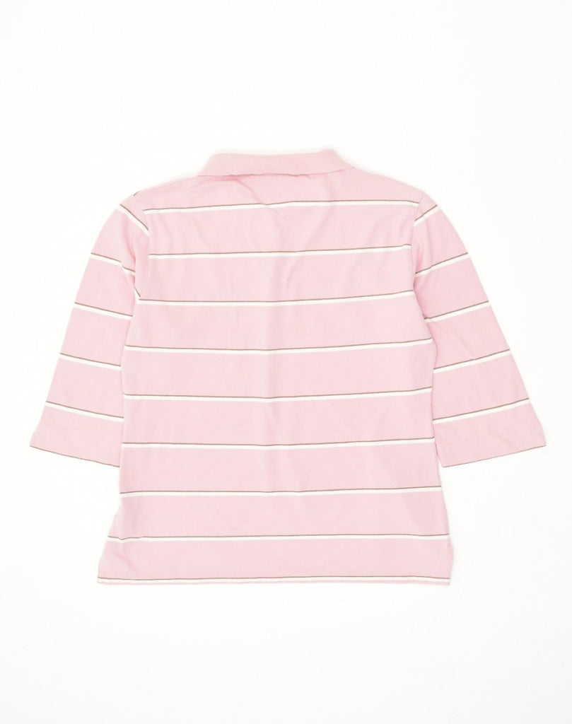 TOMMY HILFIGER Womens 3/4 Sleeve Slim Fit Polo Shirt UK 18 XL Pink Striped | Vintage Tommy Hilfiger | Thrift | Second-Hand Tommy Hilfiger | Used Clothing | Messina Hembry 