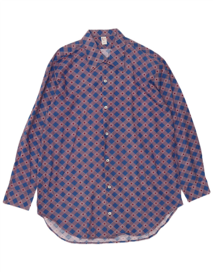 Vintage Mens Shirt Large Blue Check