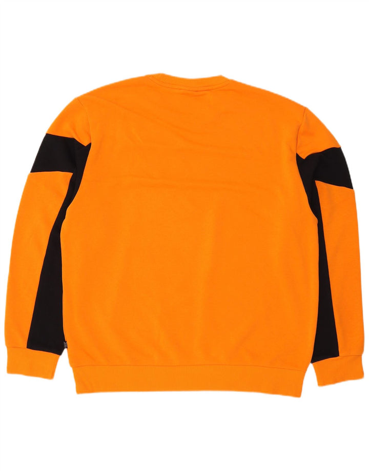 Puma Mens Graphic Sweatshirt Jumper Large Orange Colourblock Cotton