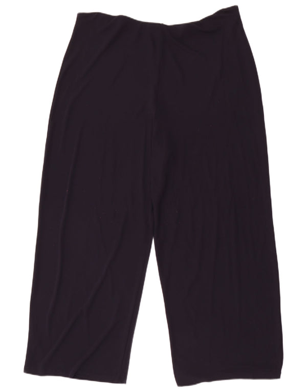 Marks & Spencer Womens Wide Leg Cropped Trousers UK 18 XL W32 L25 Navy Blue
