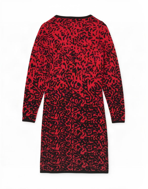 Monsoon Womens Long Sleeve Jumper Dress UK 8 Small Red Animal Print Viscose
