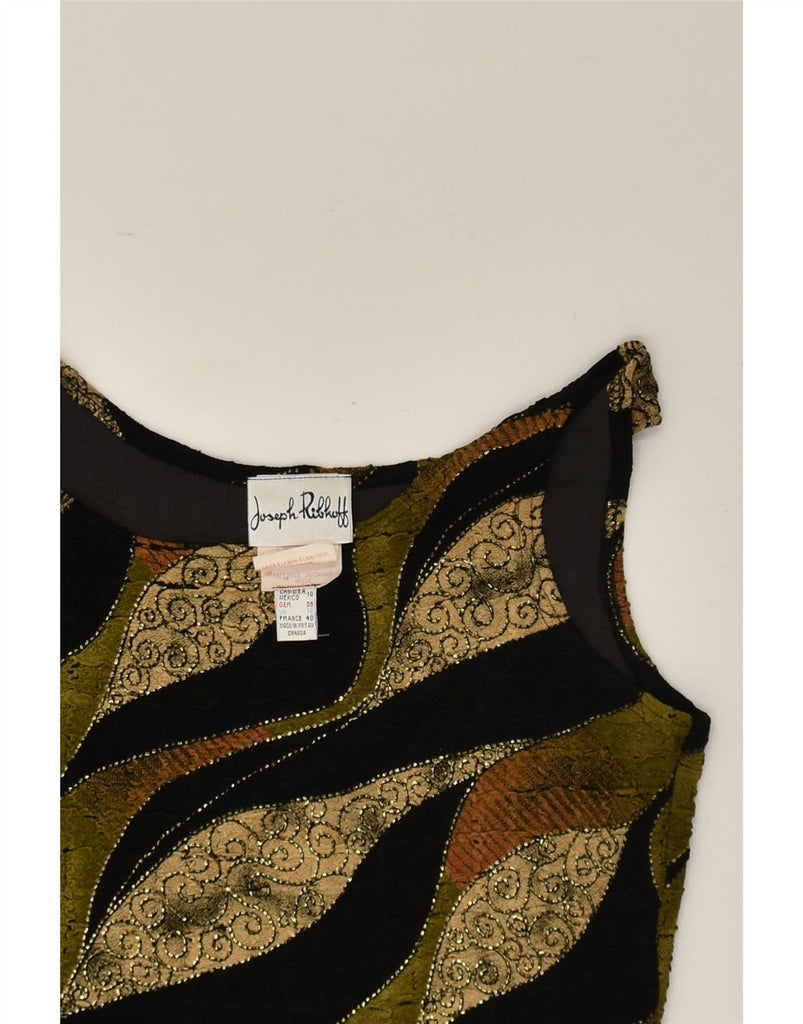 JOSEPH RIBKOFF Womens Sleeveless Crop Top UK 12  Beige Geometric Polyester | Vintage Joseph Ribkoff | Thrift | Second-Hand Joseph Ribkoff | Used Clothing | Messina Hembry 