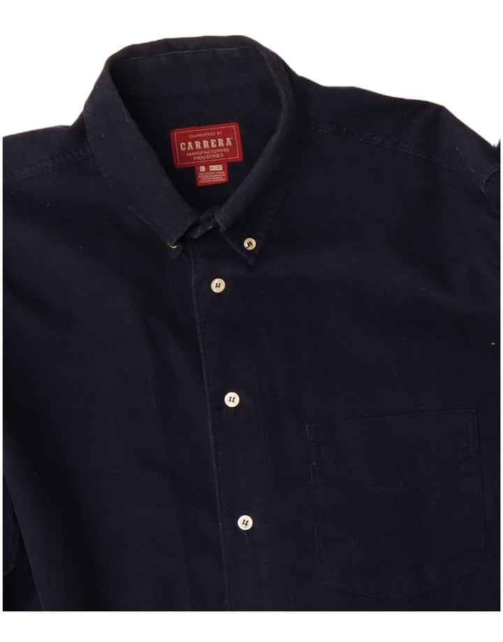 CARRERA Mens Corduroy Shirt Size 41/42 Large Navy Blue Cotton