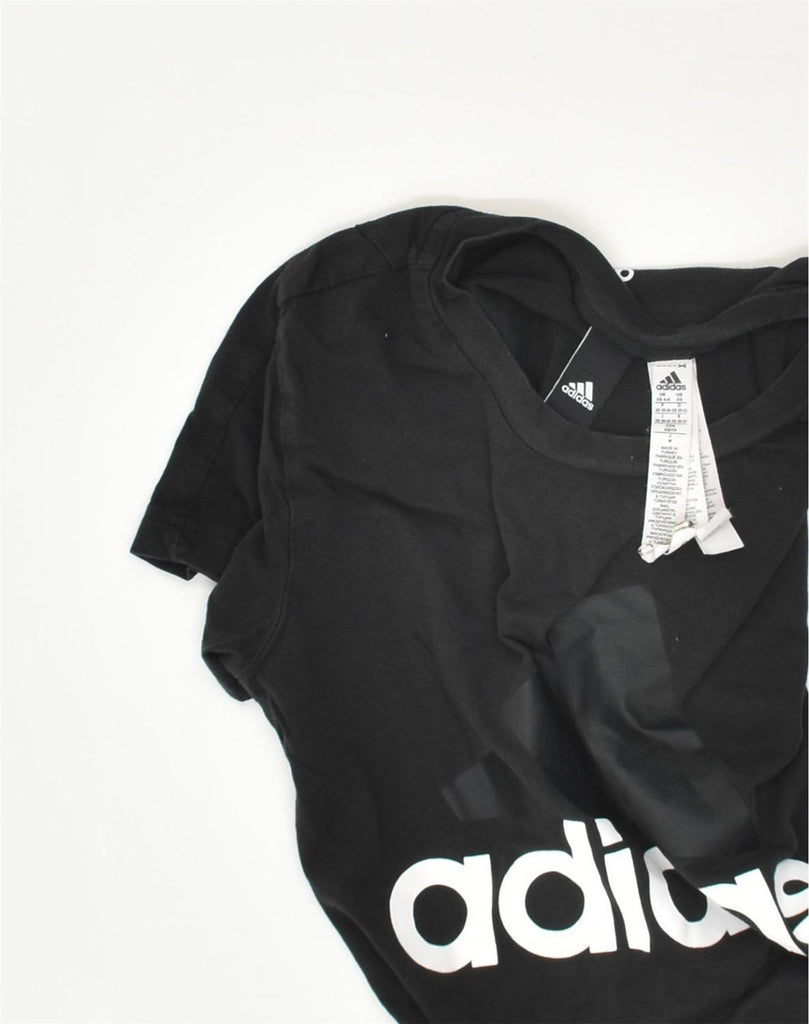 ADIDAS Womens Graphic T-Shirt Top UK 4/6 XS Black Cotton | Vintage Adidas | Thrift | Second-Hand Adidas | Used Clothing | Messina Hembry 