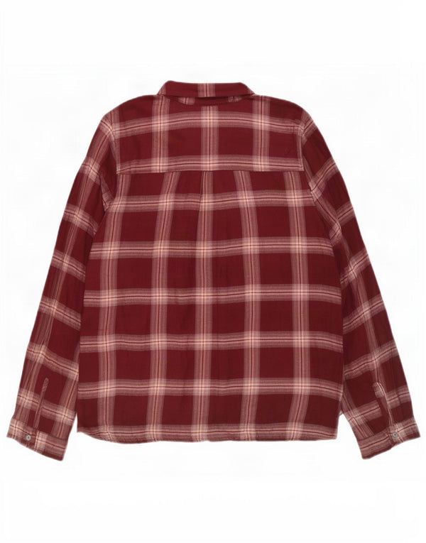Hollister Womens Long Sleeve Blouse Top UK 10 Small Burgundy Check Viscose