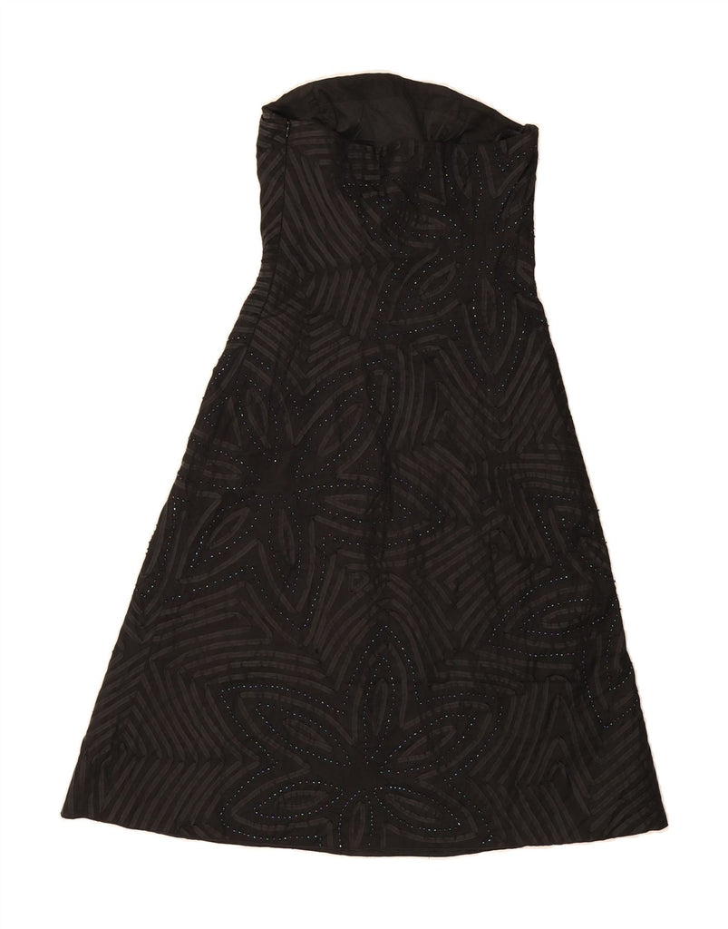 COAST Womens Strapless Dress UK 8 Small Black Floral Polyester Vintage Coast and Second-Hand Coast from Messina Hembry 