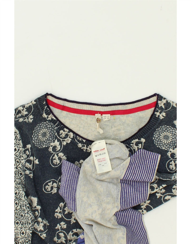 WHITE STUFF Womens Boat Neck Jumper Sweater UK 12 Medium Black Floral Vintage White Stuff and Second-Hand White Stuff from Messina Hembry 