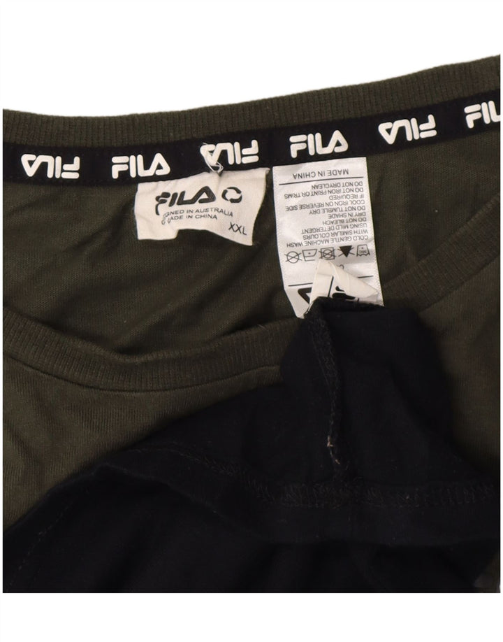Fila Mens T-Shirt Top 2XL Black Colourblock Cotton