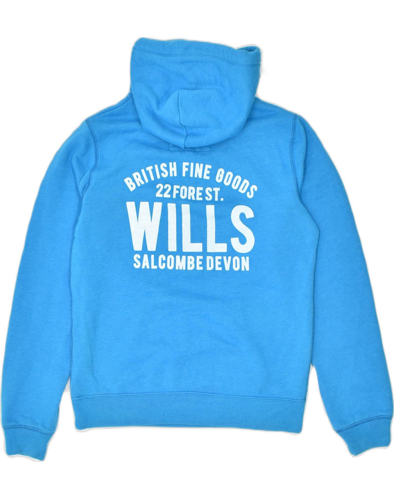 JACK WILLS Womens Graphic Hoodie Jumper UK 14 Large Blue Cotton | Vintage | Thrift | Second-Hand | Used Clothing | Messina Hembry 