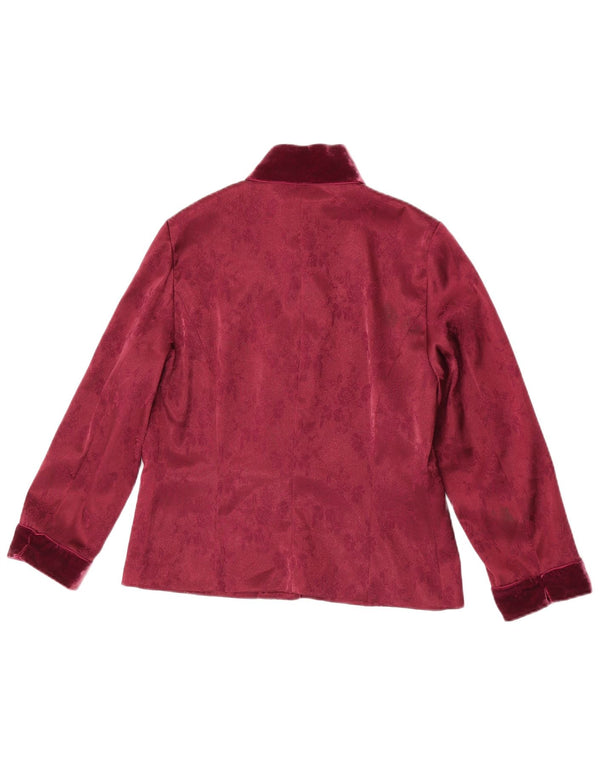 Blunauta Womens 3 Button Oversized Blazer Jacket IT 38 XS Burgundy Floral