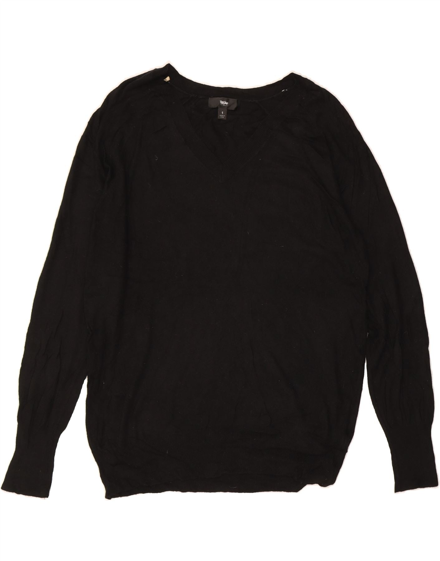 MOSSIMO Womens Oversized V-Neck Jumper Sweater US XS Black Nylon