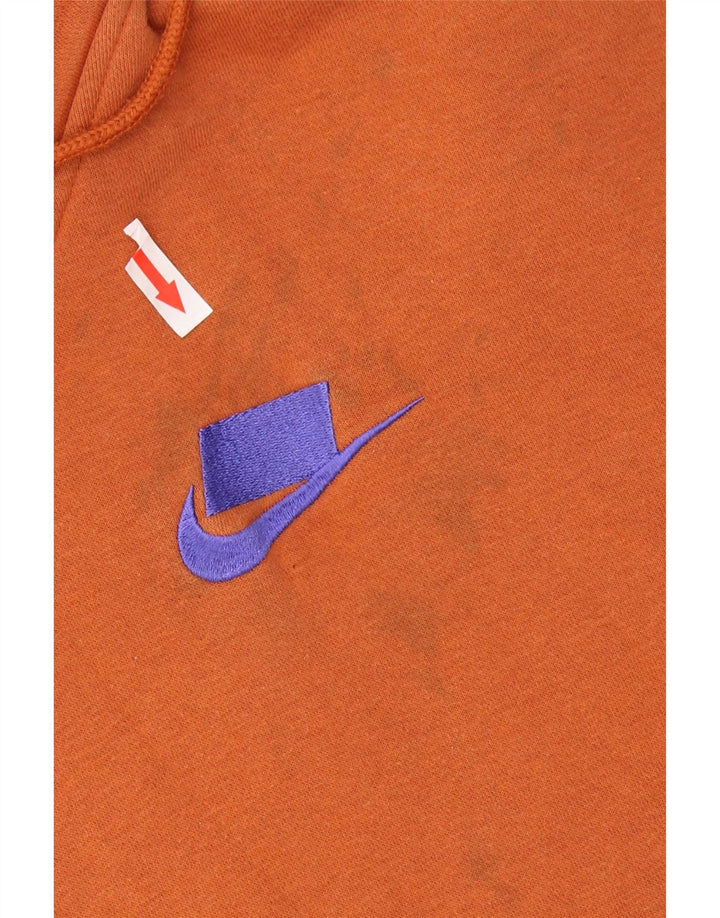 Nike Womens Oversized Hoodie Jumper UK 14 Medium Orange Cotton