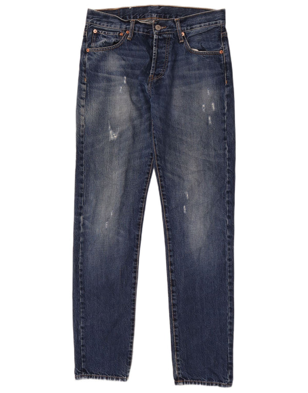 Levi's Boys 501 Distressed Straight Jeans 15-16 Years W30 L32 Blue Cotton