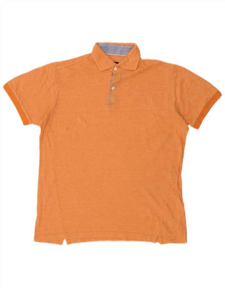 Boggi Mens Polo Shirt Large Orange Flecked Cotton