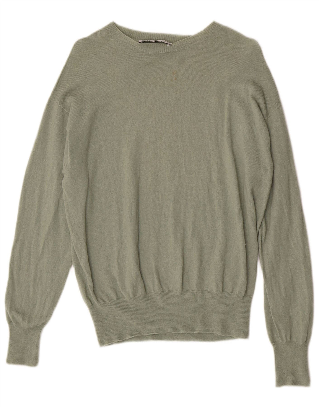 Zara Womens Boat Neck Jumper Sweater UK 14 Medium Khaki Wool