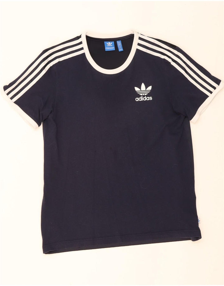 ADIDAS Womens Oversized T-Shirt Top UK 10 Small Navy Blue Cotton