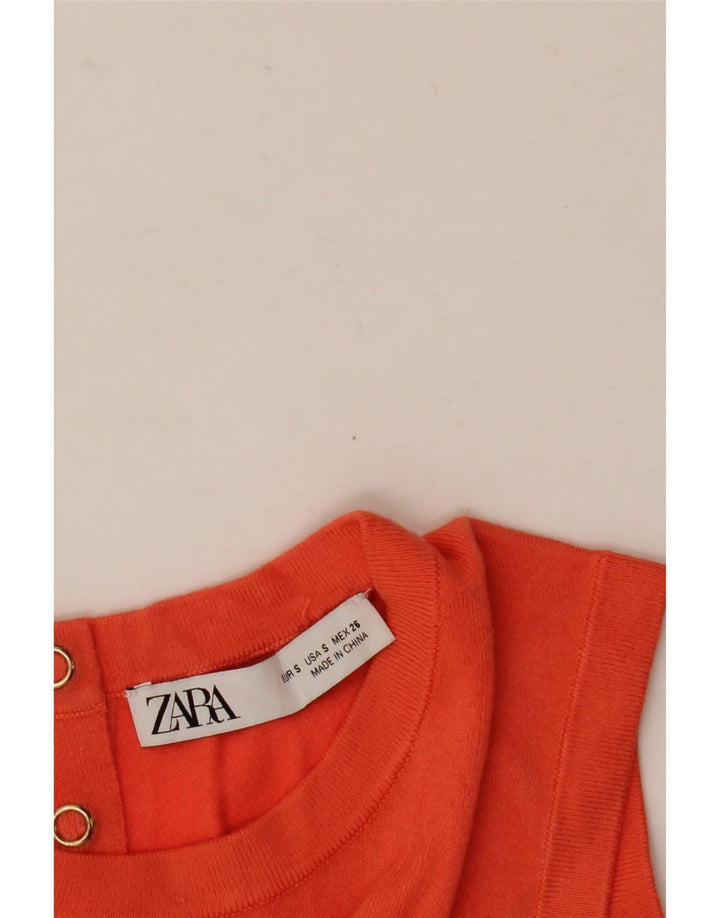 Zara Womens Vest Tank Top UK 10 Small Orange