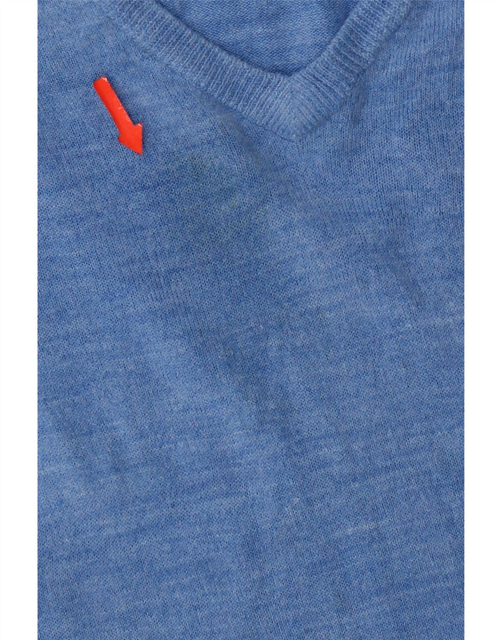 Marks & Spencer Mens V-Neck Jumper Sweater Large Blue Acrylic