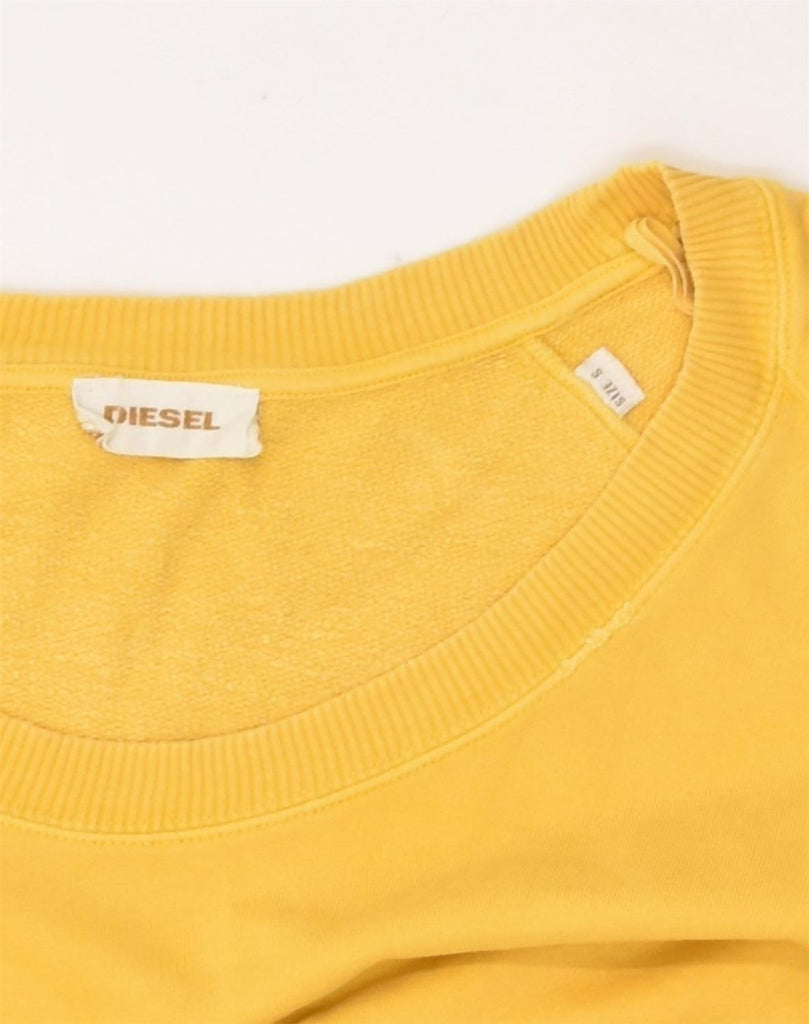 DIESEL Womens Oversized Sweatshirt Jumper UK 10 Small Yellow Cotton | Vintage Diesel | Thrift | Second-Hand Diesel | Used Clothing | Messina Hembry 