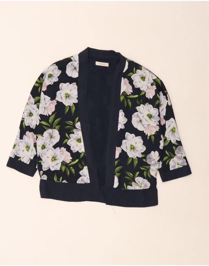 Oasis Womens Oversized Cardigan Top UK 12 Medium Navy Blue Floral