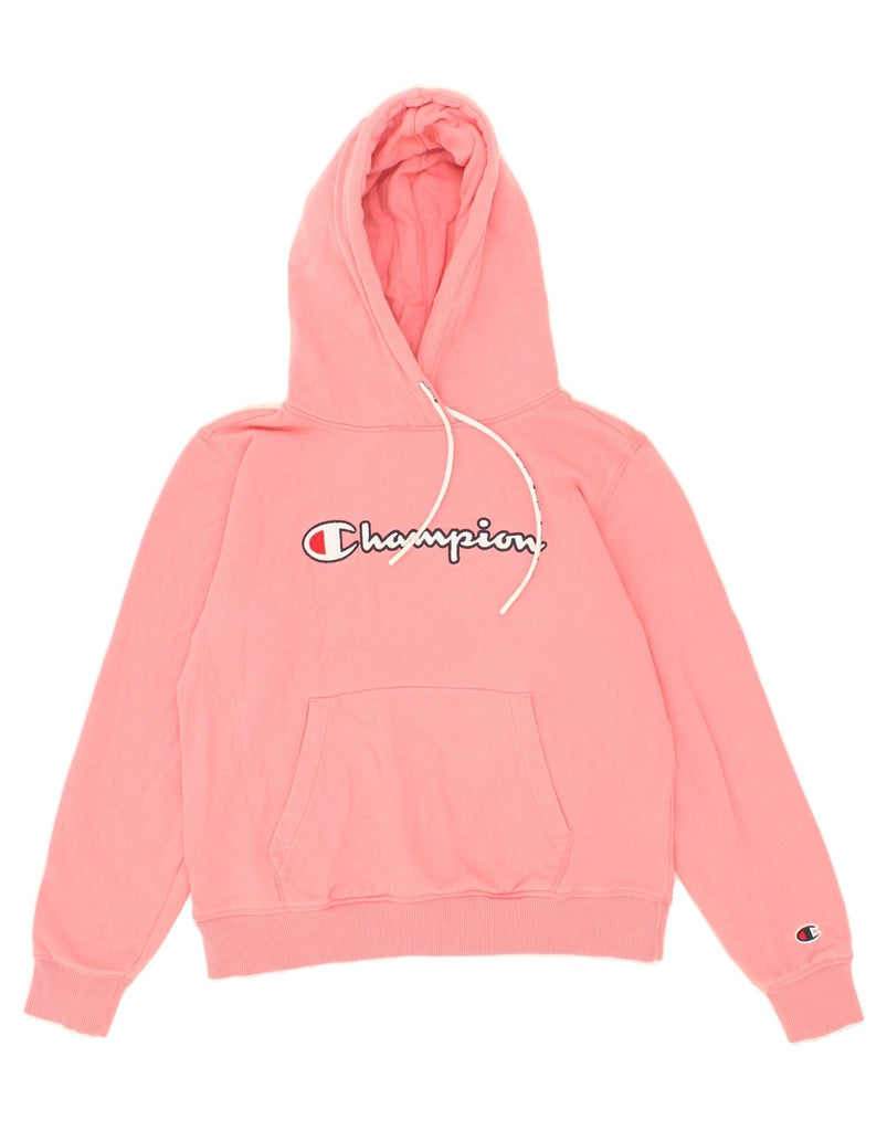 CHAMPION Womens Graphic Hoodie Jumper UK 10 Small Pink Cotton Vintage Champion and Second-Hand Champion from Messina Hembry 