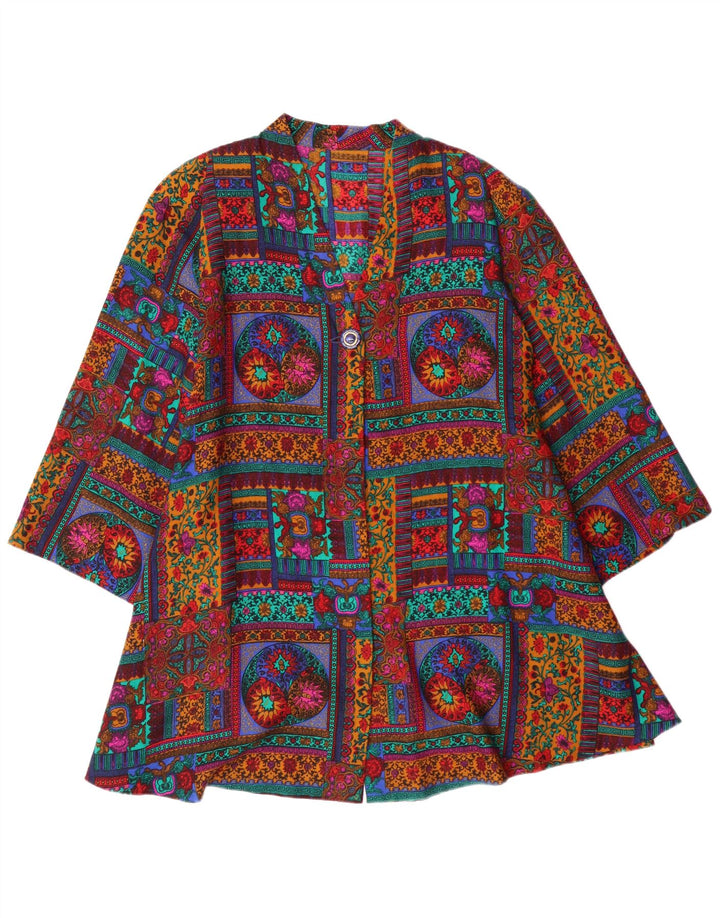Vintage Womens Abstract Pattern Cardigan Top UK 18 XL Multicoloured Bohemia