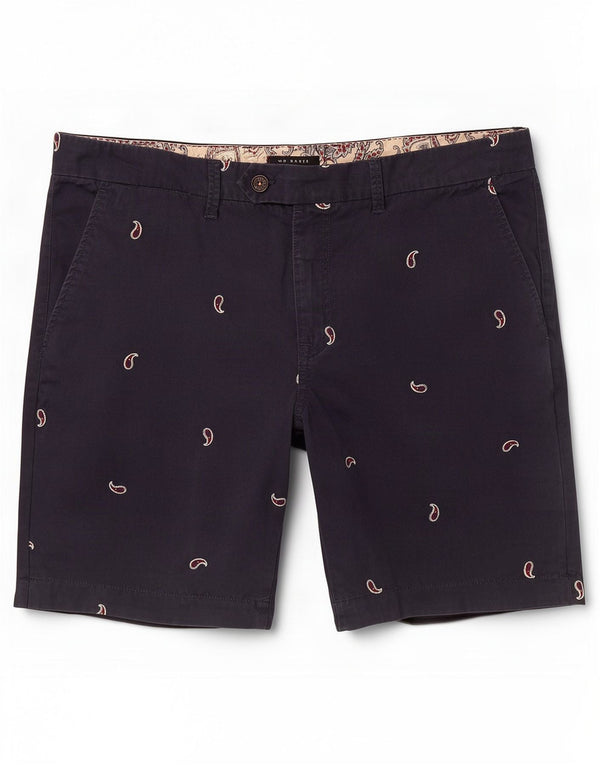 Ted Baker Mens Chino Shorts Large W36 Navy Blue Paisley Cotton