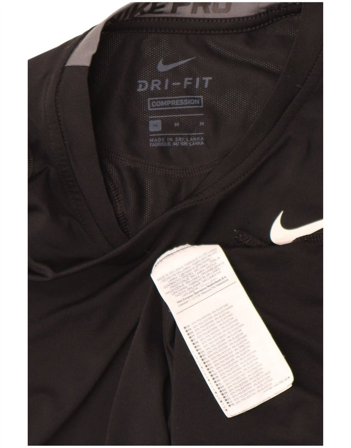 NIKE Mens Dri Fit Graphic Top Long Sleeve Medium Black Polyester