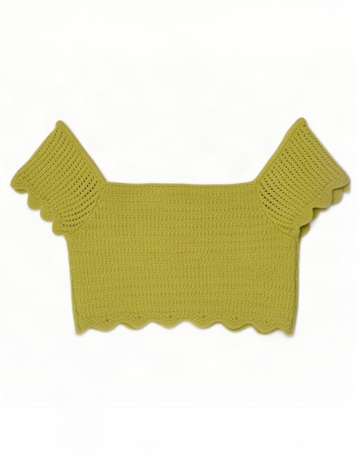 Zara Womens Knit Crop Top UK 8 Small Green
