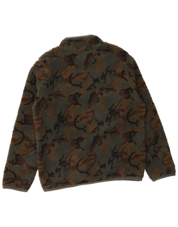 Weird Fish Mens Fleece Jacket UK 40 Large Khaki Camouflage Polyester