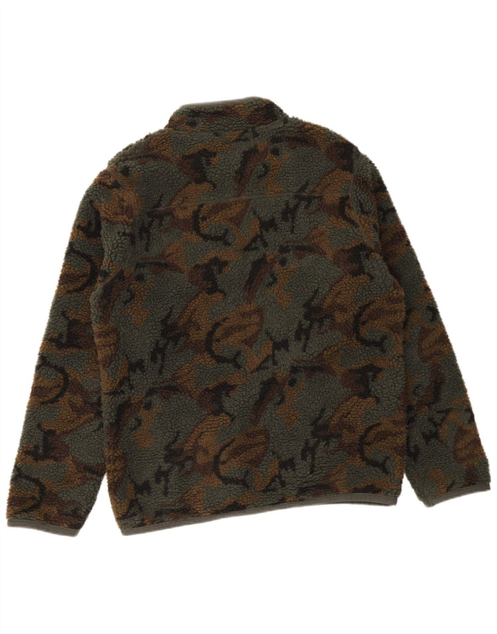 Weird Fish Mens Fleece Jacket UK 40 Large Khaki Camouflage Polyester