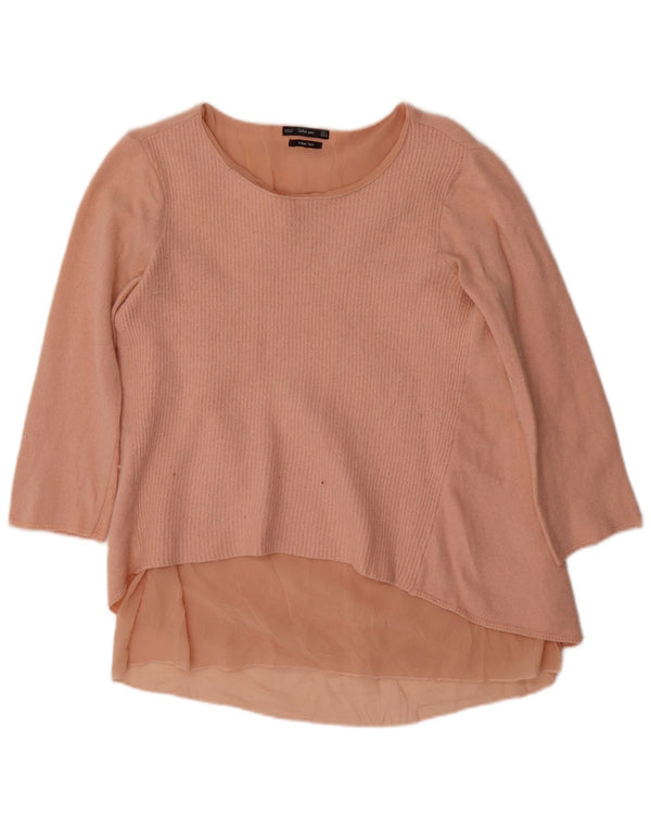 Zara Womens 3/4 Sleeve Tunic Top UK 14 Large Pink