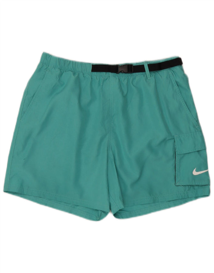 Nike Womens Swimming Shorts UK 14 Medium  Green Polyester