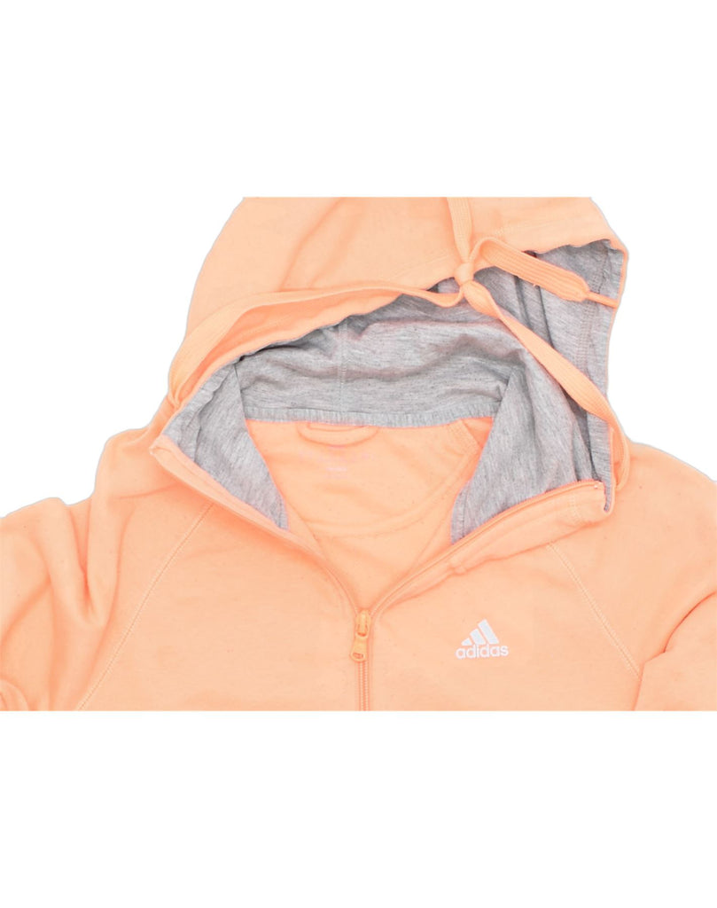 ADIDAS Womens Zip Hoodie Sweater UK 6 XS Orange Polyester | Vintage | Thrift | Second-Hand | Used Clothing | Messina Hembry 