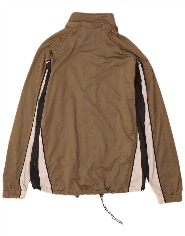 Asics Mens Tracksuit Top Jacket Medium Khaki Colourblock Polyester