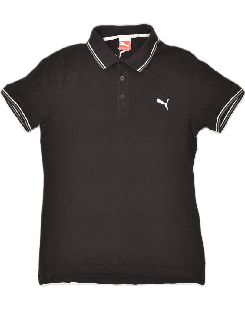 PUMA Mens Polo Shirt Medium Black Cotton | Vintage Puma | Thrift | Second-Hand Puma | Used Clothing | Messina Hembry 