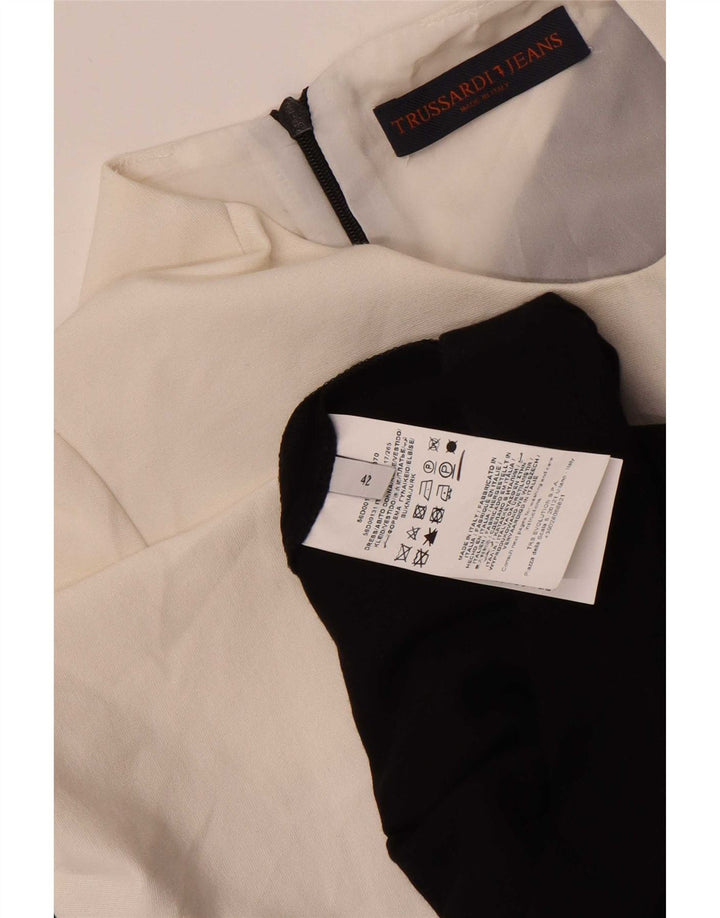 Trussardi Womens Sheath Dress IT 42 Medium Black Colourblock Viscose