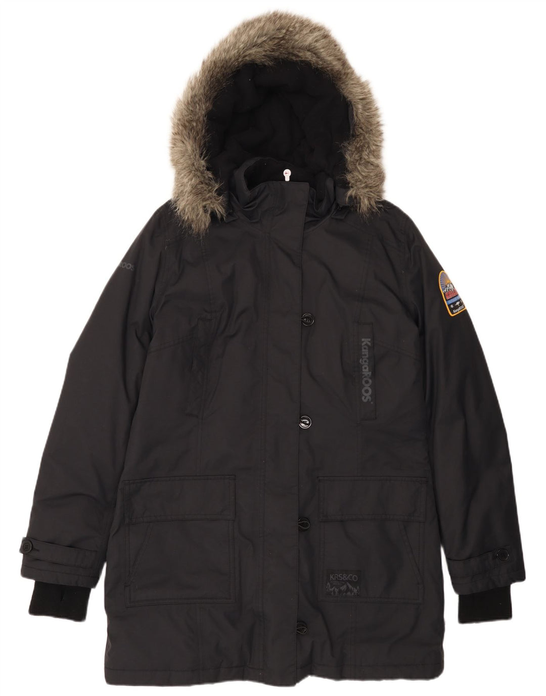 Kangaroos Womens Hooded Windbreaker Coat UK 16 Large Black