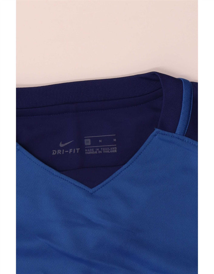 Nike Mens Dri Fit Graphic Top Long Sleeve Medium Blue Colourblock Polyester